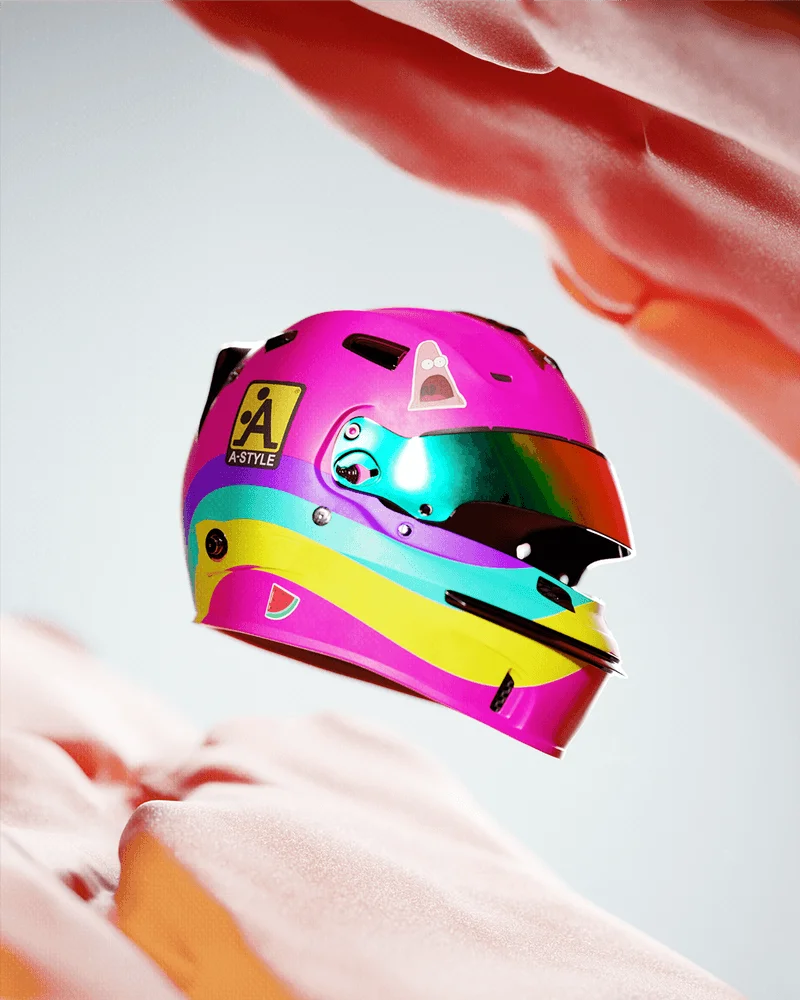 image of a helmet with patterned background